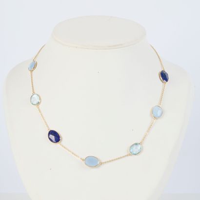 Yellow gold necklace (750‰) set with two...