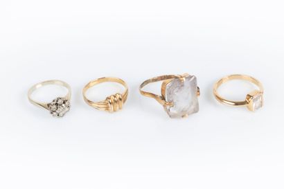 Set of 2 gold rings: (total 8.15 g gross)
-...