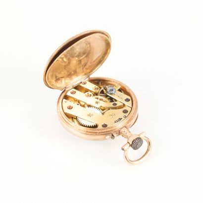 Pink gold collar watch, dust cover also in...