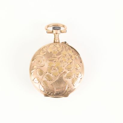 Pink gold collar watch, dust cover also in...