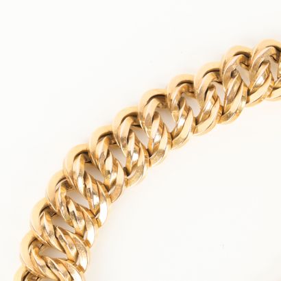 American-style gold curb chain, holding a...