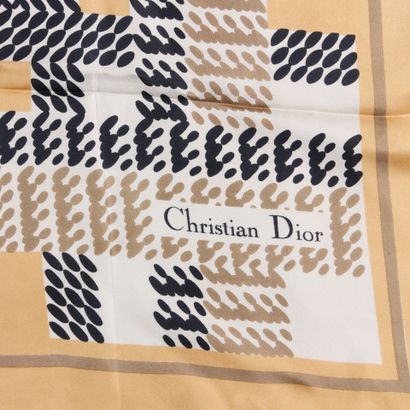 DIOR. Silk square, beige and black geometric...
