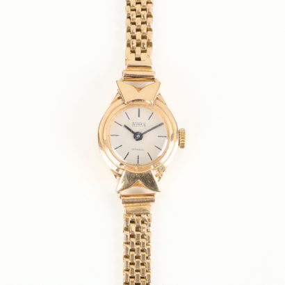 SINEX. Gold (750‰) ladies' watch bracelet....