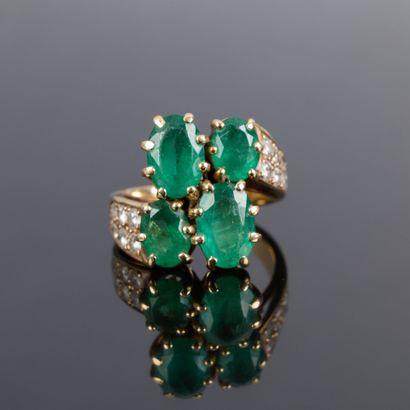 toi et moi ring in gold set with four oval...