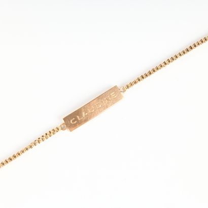 Claudine-engraved gold baby chain bracelet,...