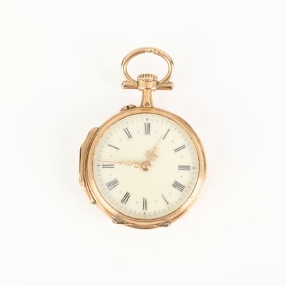 Gold collar watch (750‰), engraved with cartouche,...