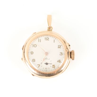 Engraved gold collar watch, mechanical movement...