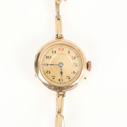 Gold lady's watch bracelet, metal safety...