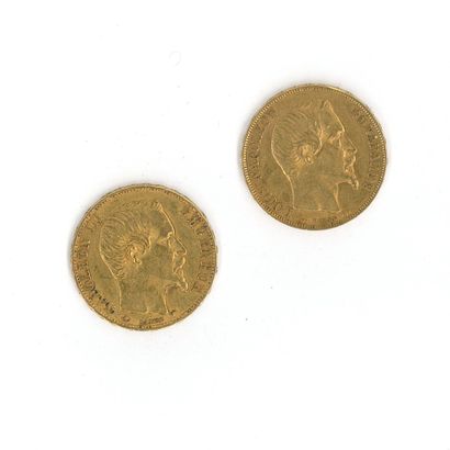 2 gold coins: 20 FF Napoléon III bareheaded...