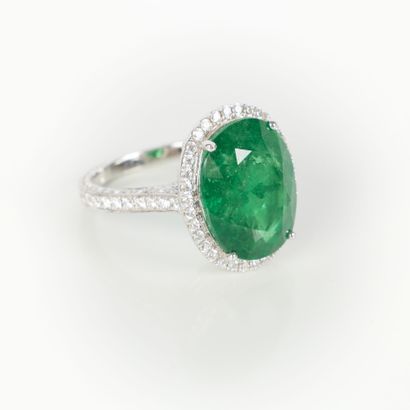 White gold (750‰) ring set with an oval natural...