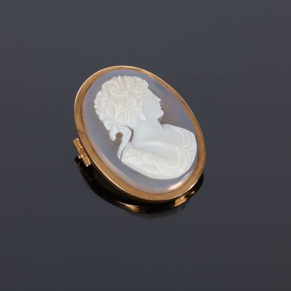 Rose gold pendant brooch set with a cameo...