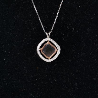 White gold and rose gold pendant centered...