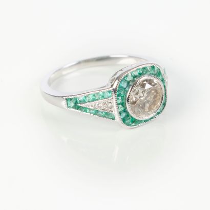 . White gold (750‰) Art Deco style ring,...
