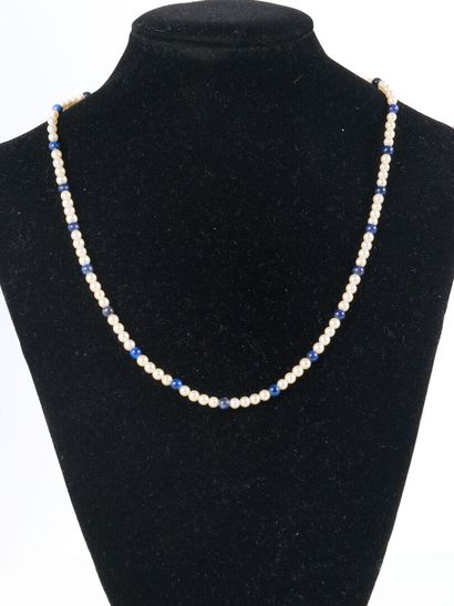 Necklace of cultured pearls interspersed...