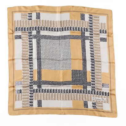 DIOR. Silk square, beige and black geometric...