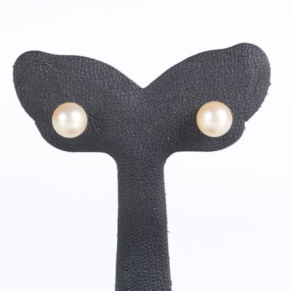 Pair of ear studs set with natural cultured...