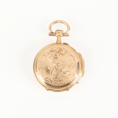 Gold collar watch (750‰), engraved with cartouche,...