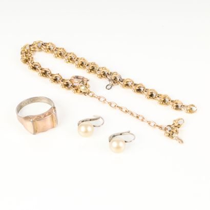 Lot : 
- Gold and silver signet ring. TDD...