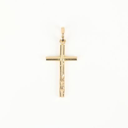 Gold cross pendant (750‰). (wear) Length...