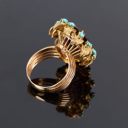 Rose gold ring set with a large amethyst...