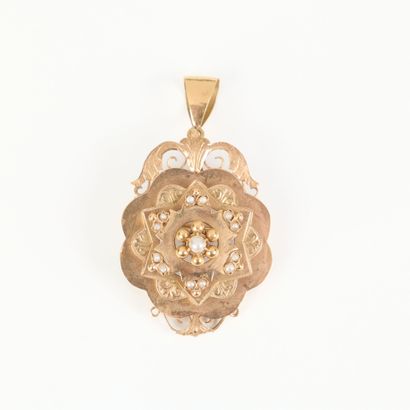 Pink gold (750‰) pendant brooch set with...