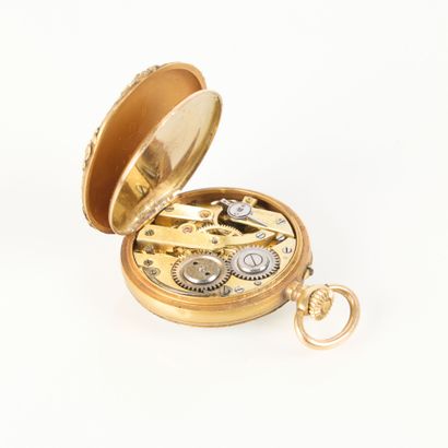 Gold guilloché collar watch decorated with...