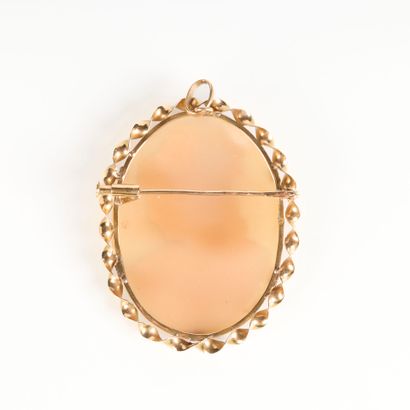 Gold pendant brooch set with a shell cameo...