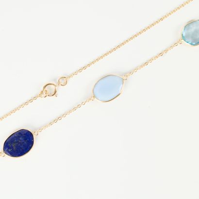 Yellow gold necklace (750‰) set with two...