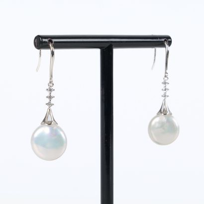 Pair of silver and silver-plated metal earrings...