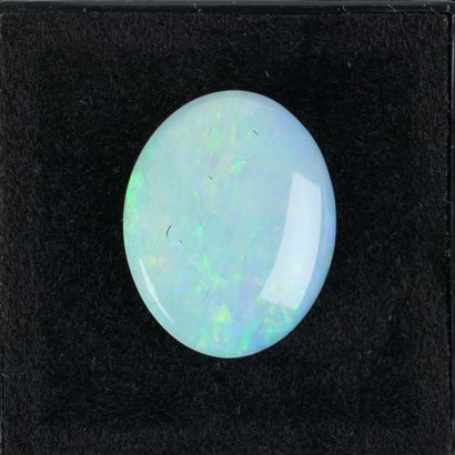 An oval cabochon opal weighing 4.80 cts (1.59...
