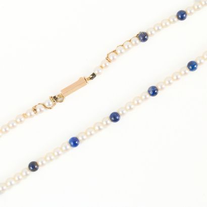 Necklace of cultured pearls interspersed...