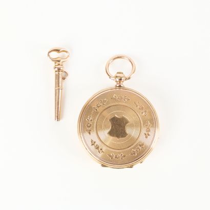Engraved and guilloché gold collar watch,...