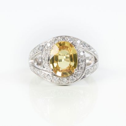 White gold (750‰) tourbillon ring, set with...