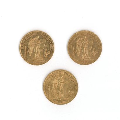 3 gold coins : 20 FF Génie 
(1 X 1871 A -...