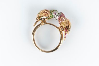 toi et moi ring in two-tone gold decorated...