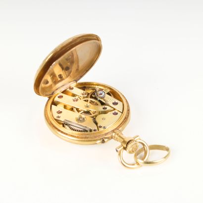 Gold collar watch decorated with foliate...