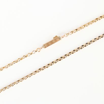 Gold round link chain with engraved clasp....