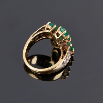 toi et moi ring in gold set with four oval...
