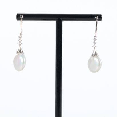 Pair of silver and silver-plated metal earrings...