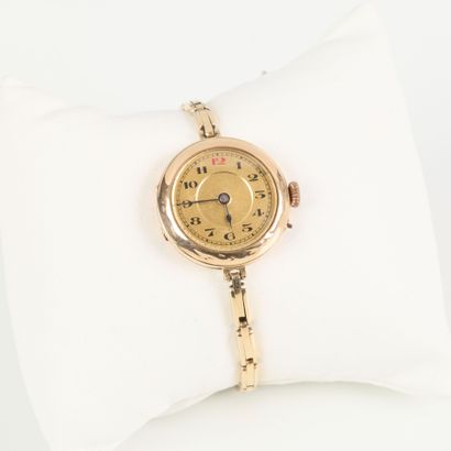 Gold lady's watch bracelet, metal safety...