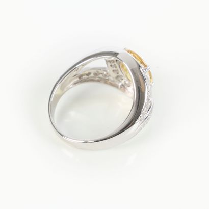 White gold (750‰) tourbillon ring, set with...