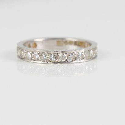 American half wedding band in white gold,...