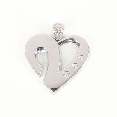 Large contemporary heart pendant in white...