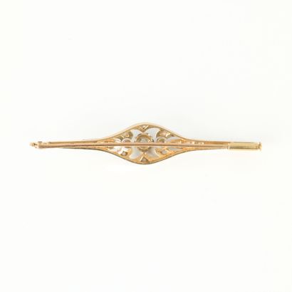 Two-tone gold barrette brooch set with small...