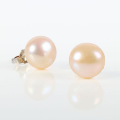 Pair of silver ear studs, adorned with 1...