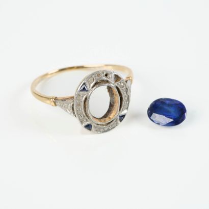 Two-tone gold ring set with sapphires and...
