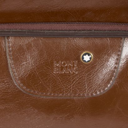 MONTBLANC. Vintage brown leather travel bag...