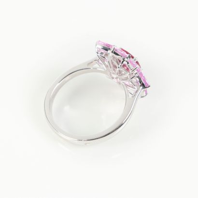 White gold (750‰) daisy ring, set with a...