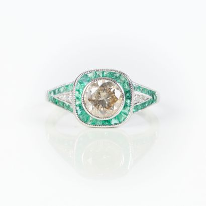 . White gold (750‰) Art Deco style ring,...