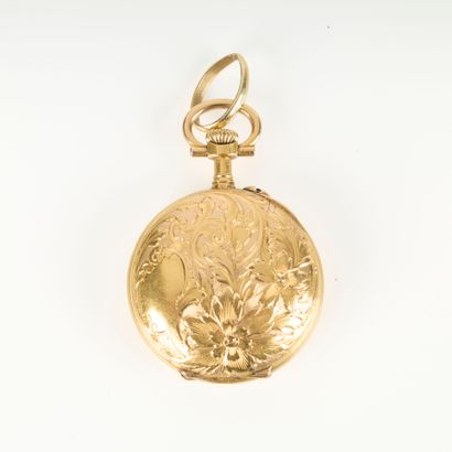 Gold collar watch decorated with foliate...